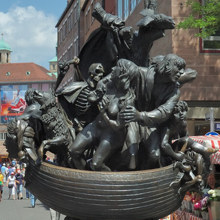 Death chasing a lady on a Nürnberger memorial
