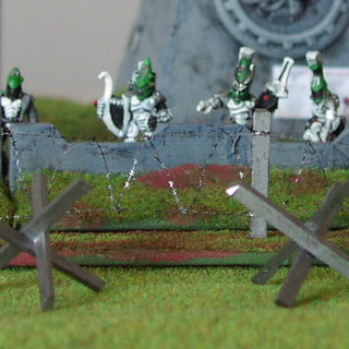 Sci-fi obstacles (tank traps, barbed wire, fortifications)